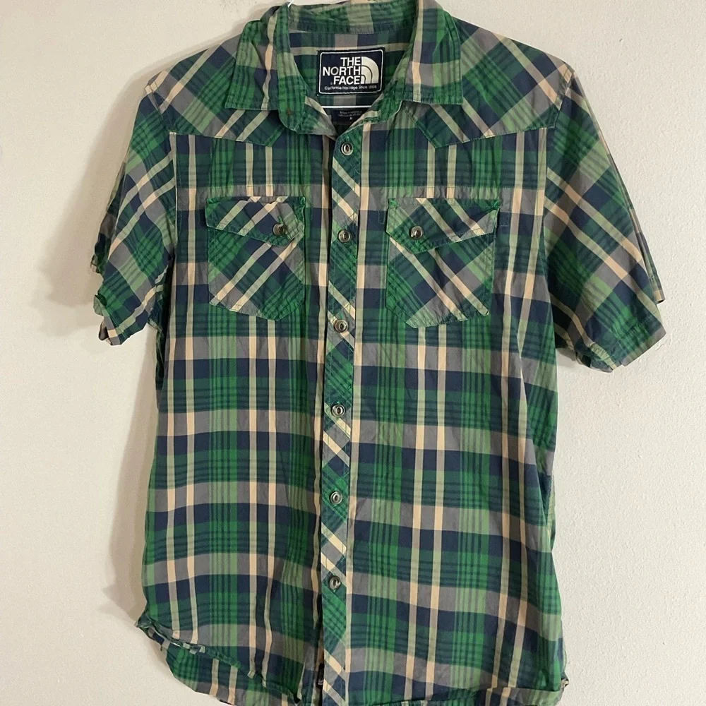 The North Face Men's Shirt Size Medium Green S/S Plaid California Heritage